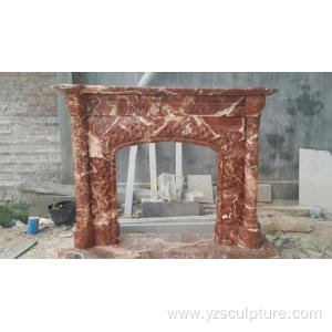 Large Size Fresh Red Marble Fireplace Mantel For Home